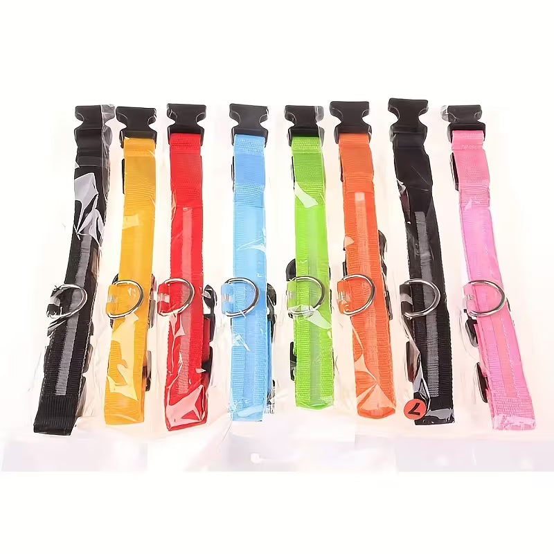 "Adjustable LED Glow Dog Collar for Night Safety"