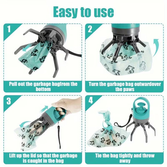 Portable Dog Poop Scooper with 75 Waste Bags — Hygienic, Hands-Free Cleanup for Walks & Travel