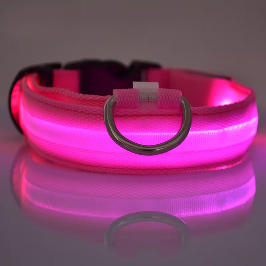 "Adjustable LED Glow Dog Collar for Night Safety"